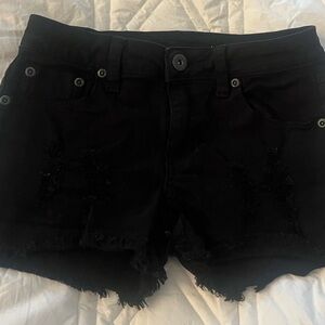 Vintage Havana Black Distressed Kids Shorts